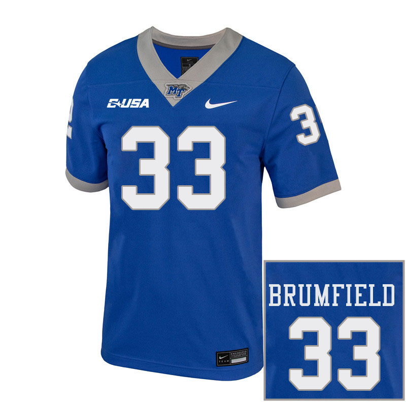 Men-Youth #33 Sam Brumfield Middle Tennessee State Blue Raiders 2023 College Football Jerseys Stitch